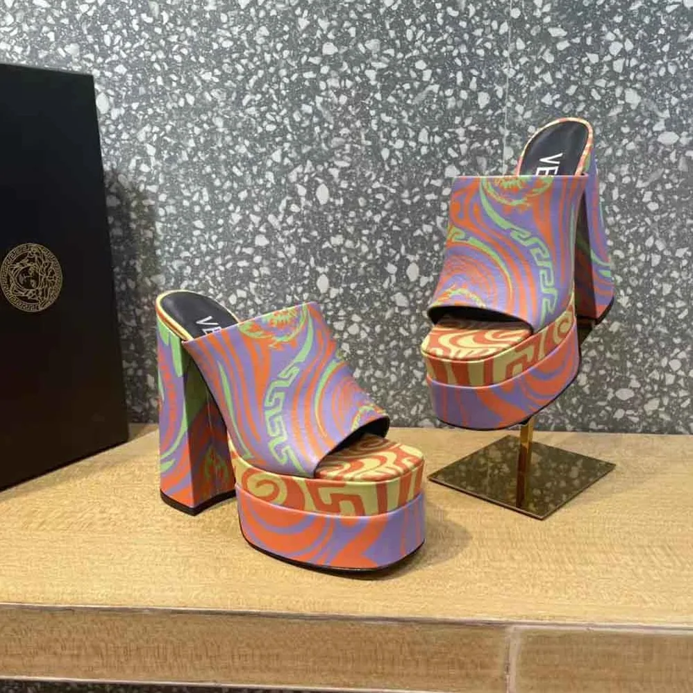 Versace Medusa Music Platform Mules for Women in Purple Versace Medusa Music Platform Mules for Women in Purple