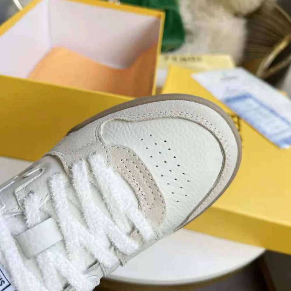 Fendi Match White Suede Low Tops for Unisex Fendi Match White Suede Low Tops for Unisex
