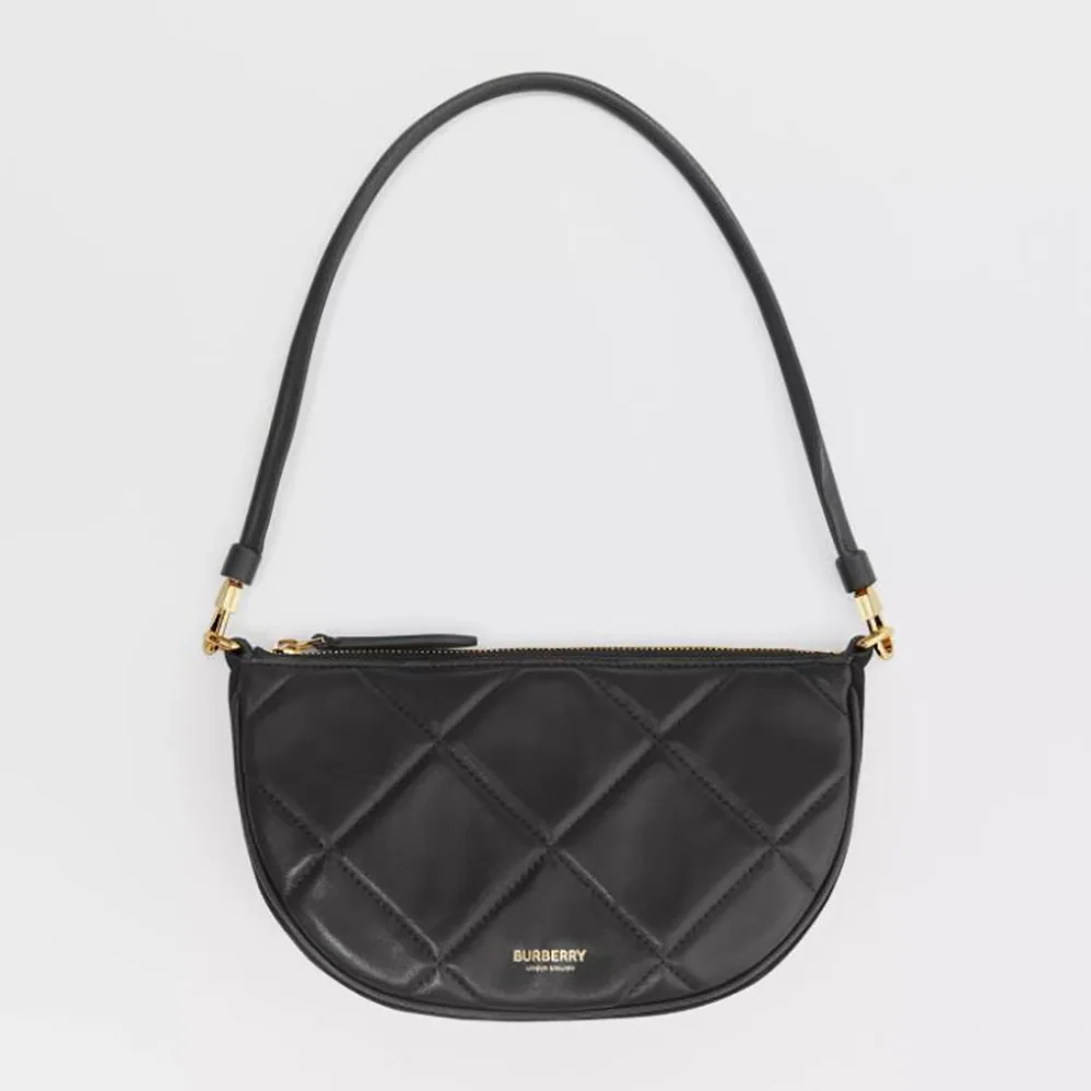 Burberry Quilted Lambskin Olympia Pouch for Women in Black Burberry Quilted Lambskin Olympia Pouch for Women in Black