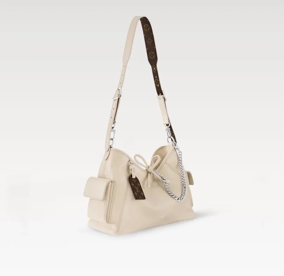 Louis Vuitton CarryAll Cargo Vibe PM Shoulder Bag in Vanilla Silver Hardware