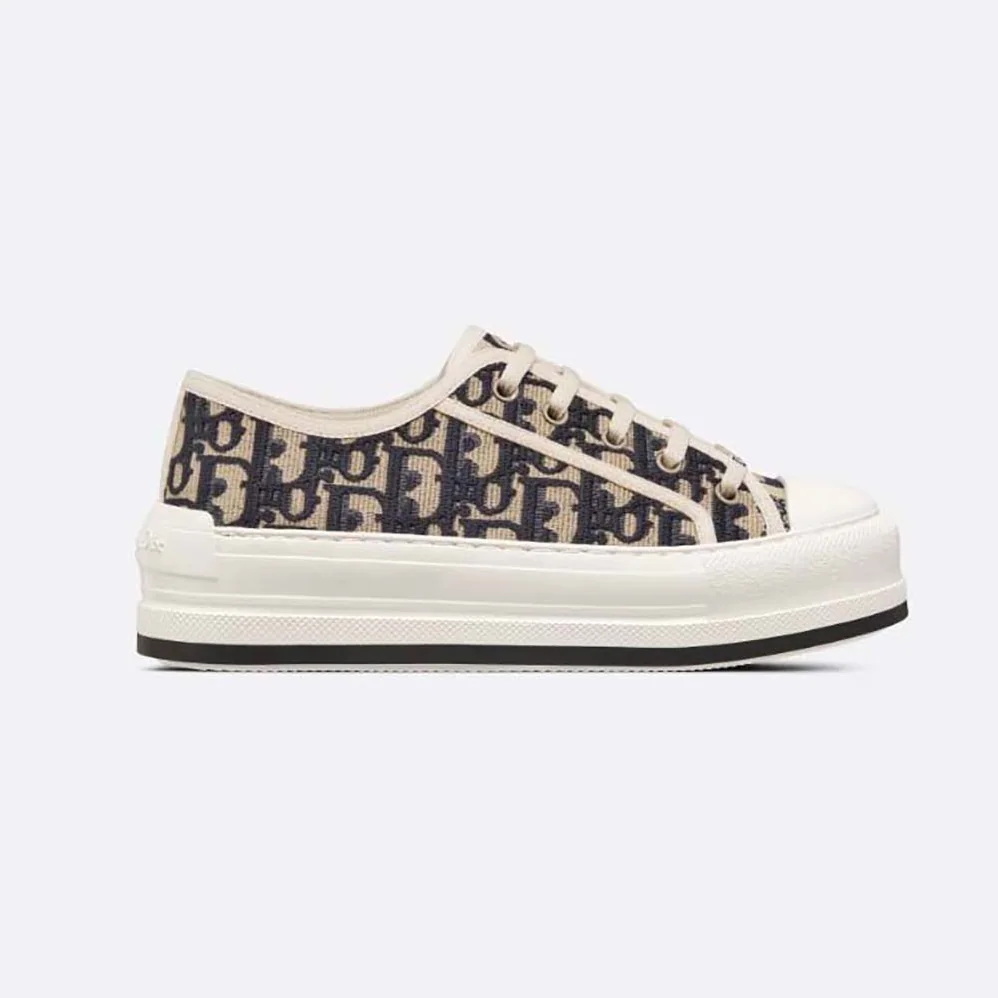 Dior Walk'n'dior Platform Sneaker Deep Blue Dior Oblique Embroidered Cotton for Women