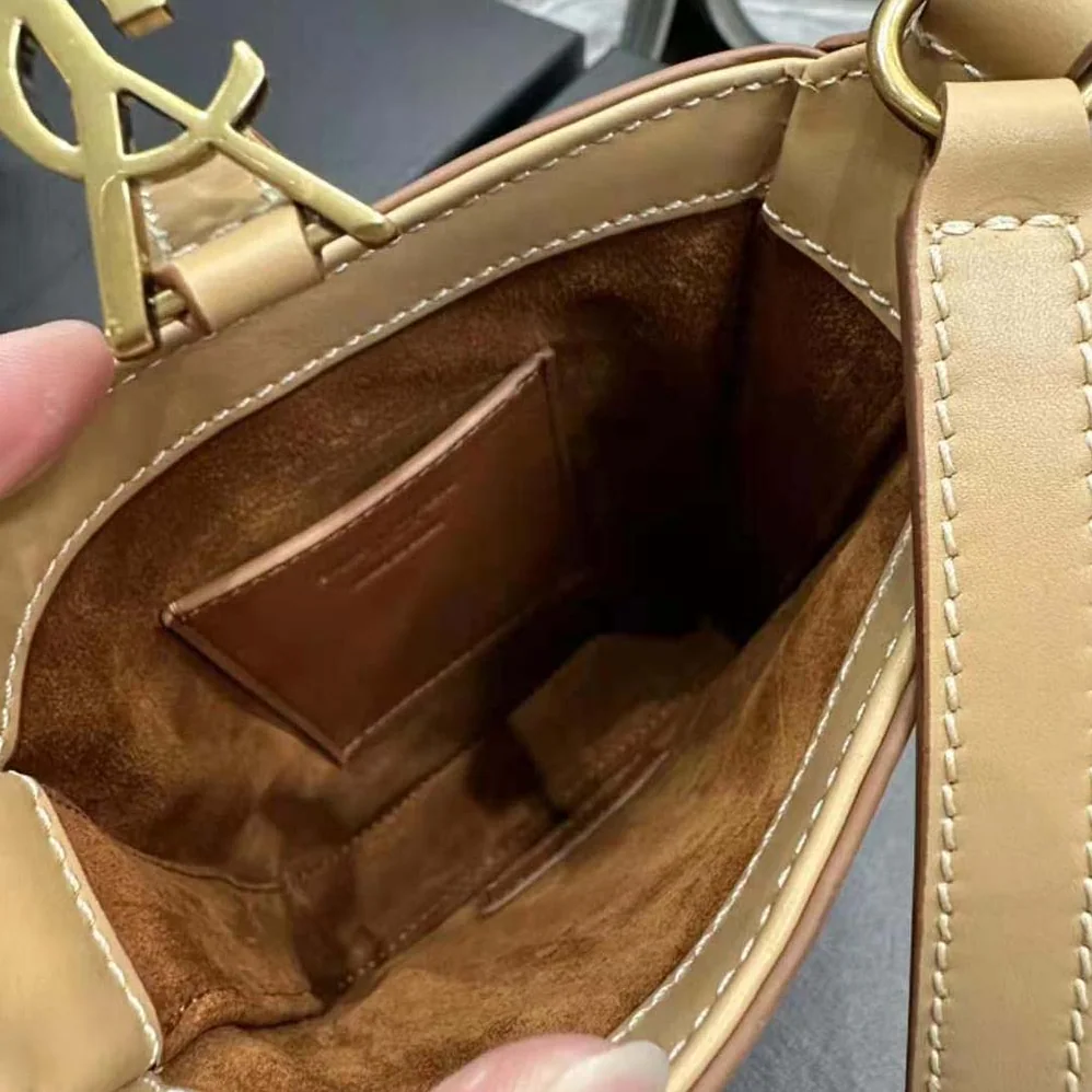 Saint Laurent YSL Le 5 à 7 Mini Vertical in Vegetable-Tanned Leather for Women in Sandy