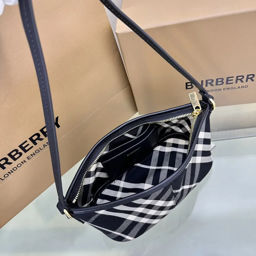 Burberry Check Mini Bag for Women in Black Burberry Check Mini Bag for Women in Black