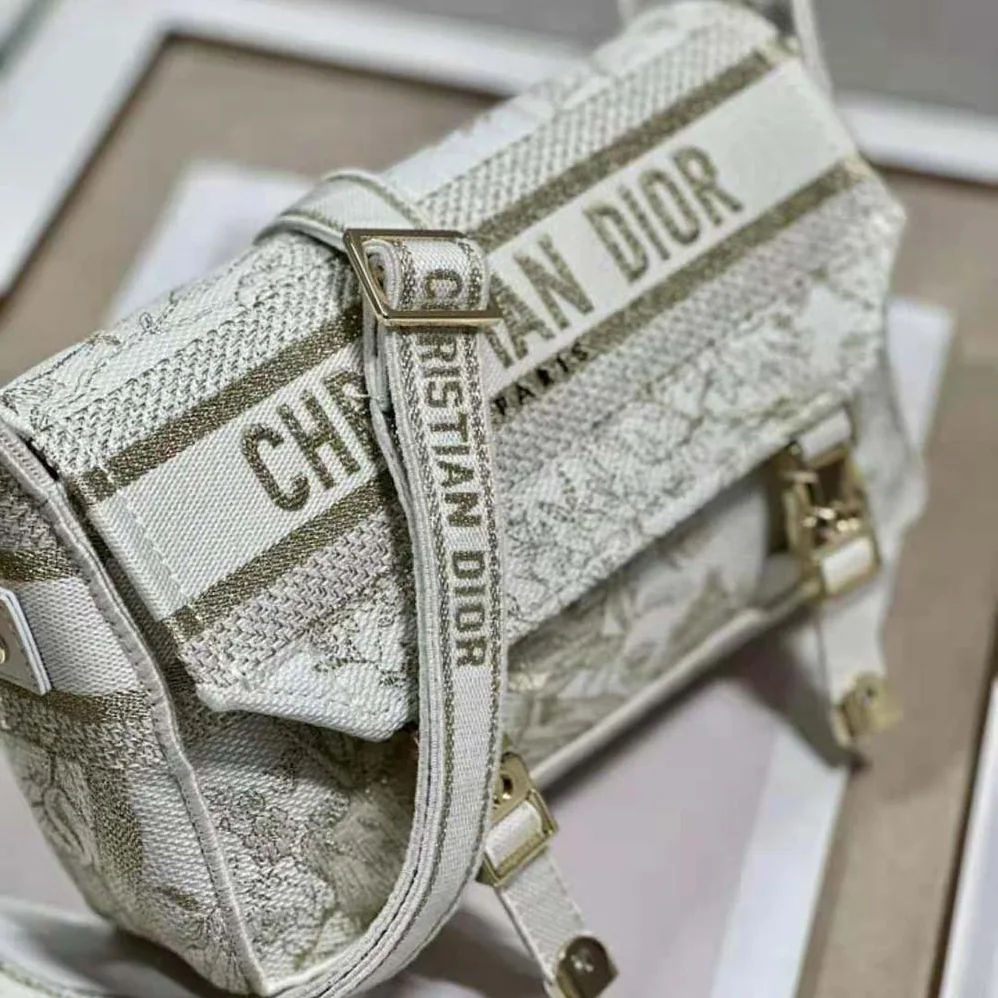 Dior Small Diorcamp Bag Dior Jardin d'Hiver Embroidery with Gold for Women in Tone Metallic Thread