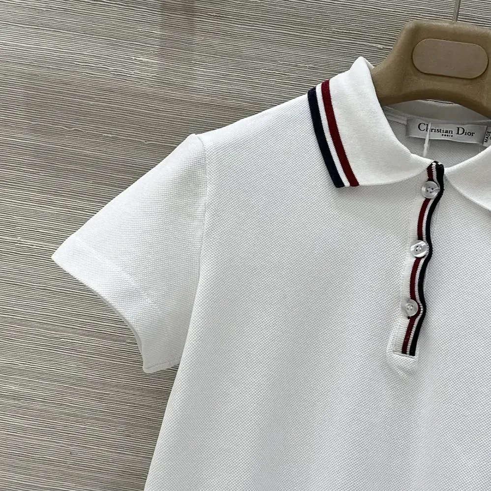 Dior Vibe Polo Shirt White Cotton-Blend Jersey with Three for Women in Tone Signature Dior Vibe Polo Shirt White Cotton-Blend Jersey with Three for Women in Tone Signature