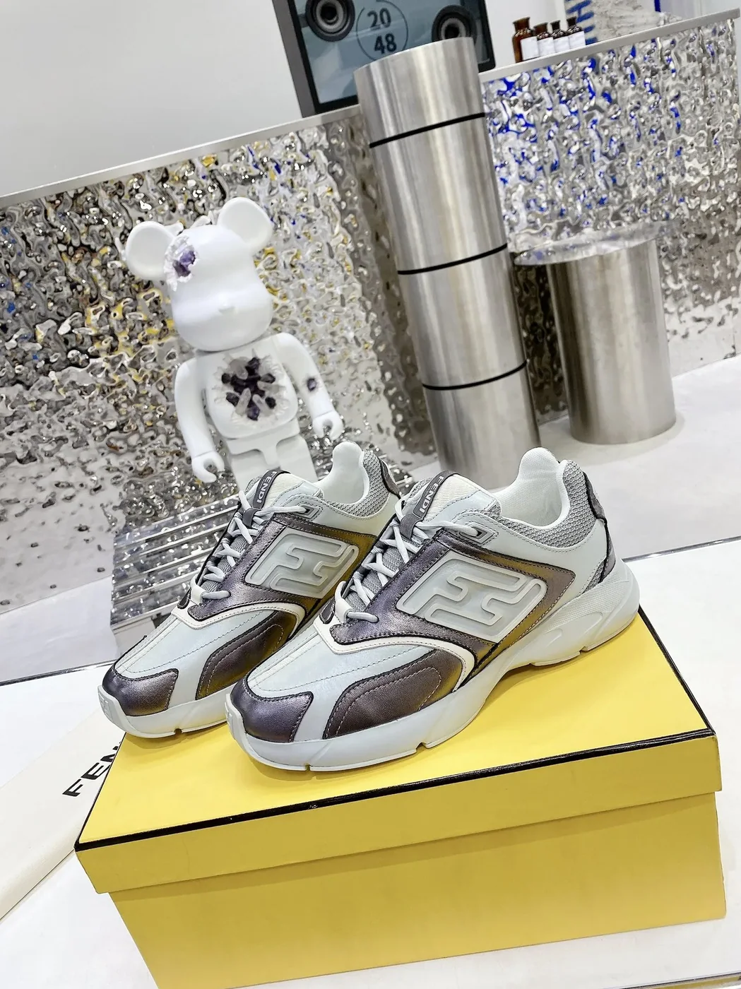 Fendi FD Fendi Faster Low-Tops Sneakers Grey 7E1555AKX4F1ICJ Fendi FD Fendi Faster Low-Tops Sneakers Grey 7E1555AKX4F1ICJ