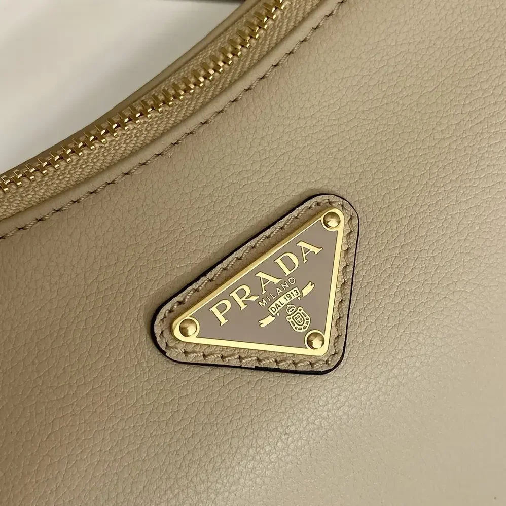 Prada Aimée Medium Leather Shoulder Bag for Women in Sandy Prada Aimée Medium Leather Shoulder Bag for Women in Sandy