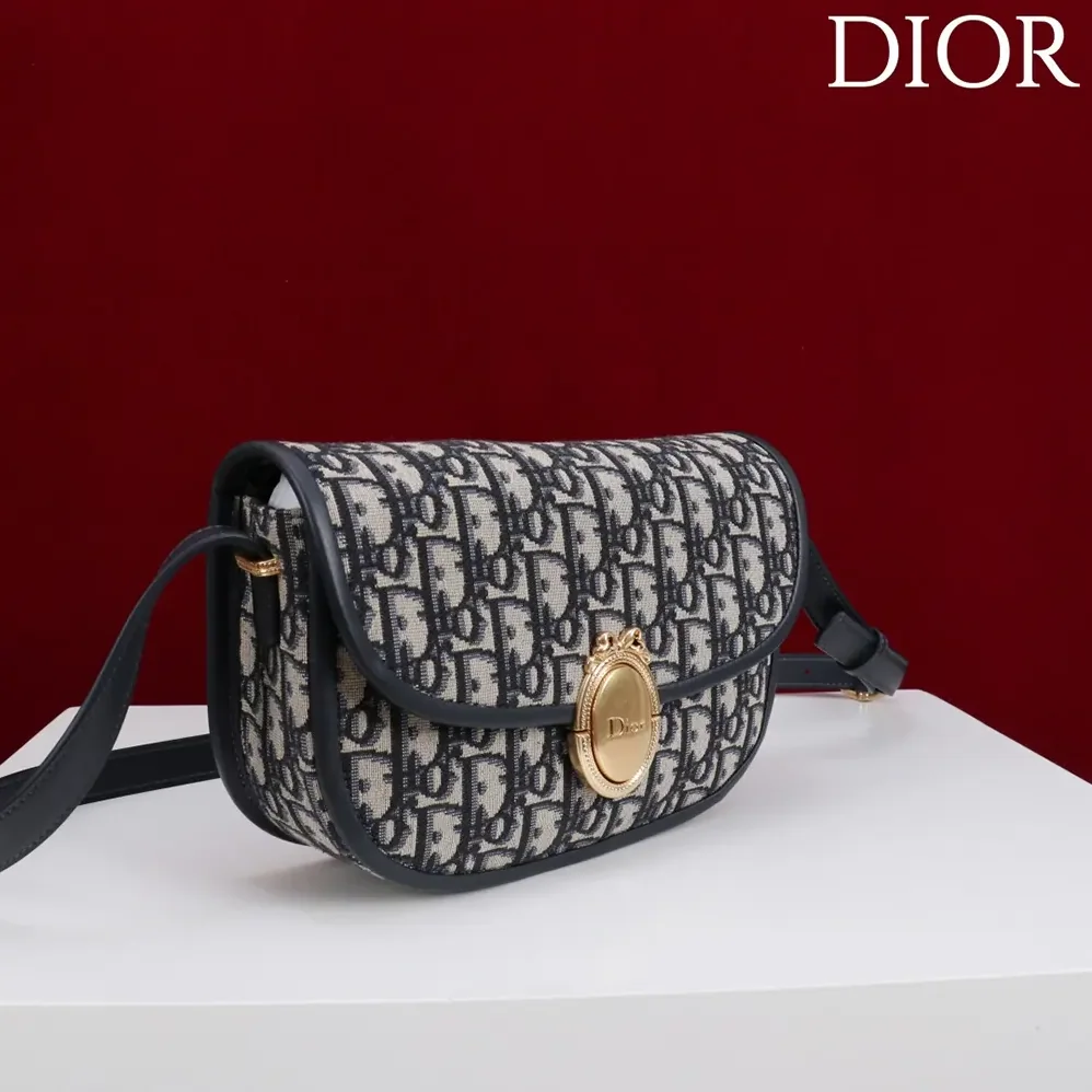 Dior Medium Dior Médaillon Flap Bag Blue Dior Oblique Jacquard for Women