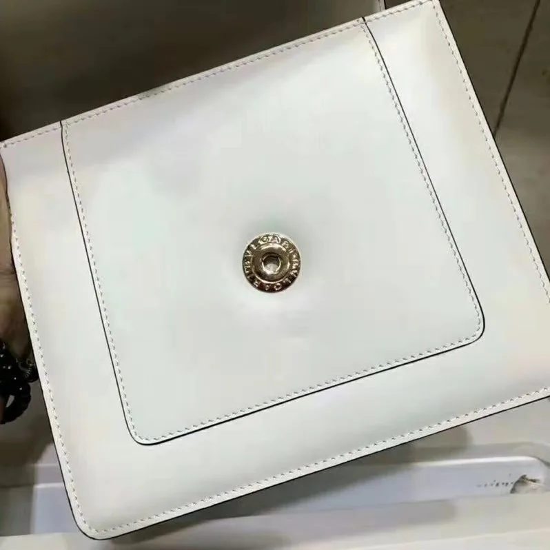 Bvlgari Serpenti Forever Medium Flap Cover Handle Bag Calfskin in White