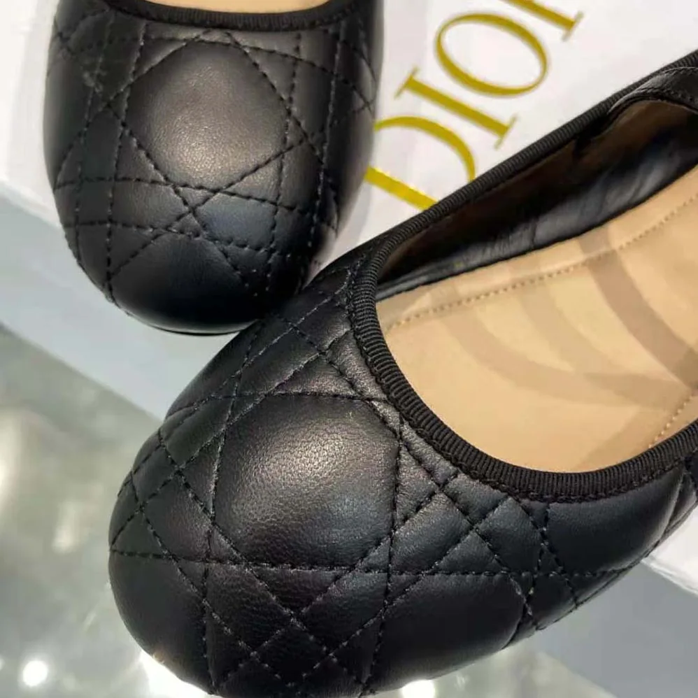 Dior Ballet Flat Black Quilted Cannage Calfskin for Women