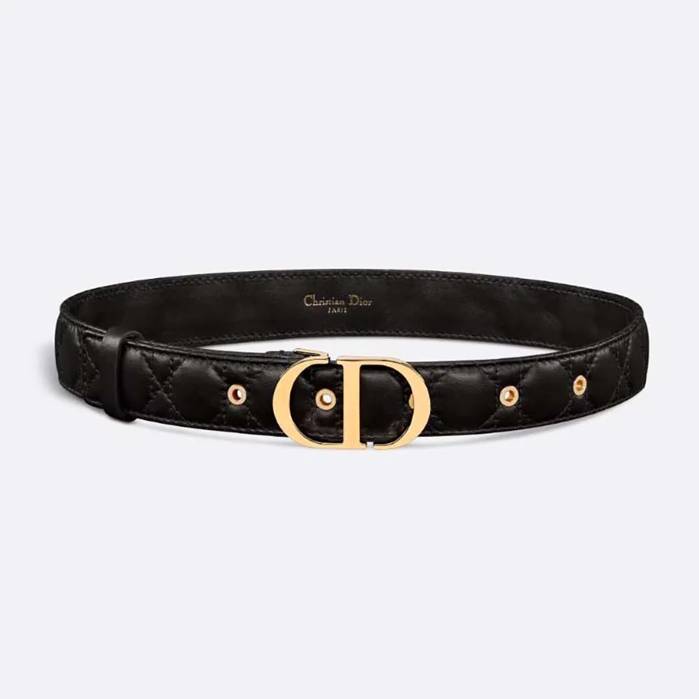 Dior 30 Montaigne Belt Black Cannage Calfskin 30 MM for Women