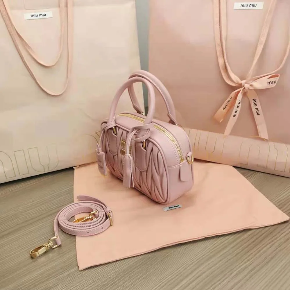 Miu Miu Matelassé Nappa Leather Top-Handle Bag for Women in Pink Miu Miu Matelassé Nappa Leather Top-Handle Bag for Women in Pink