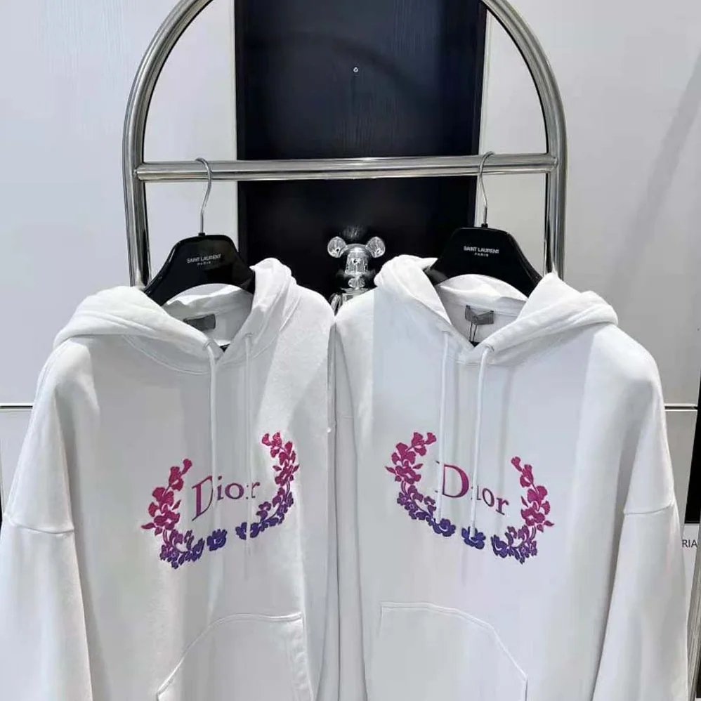 Dior Relaxed-Fit Hooded Sweatshirt White Cotton Fleece for Men Dior Relaxed-Fit Hooded Sweatshirt White Cotton Fleece for Men