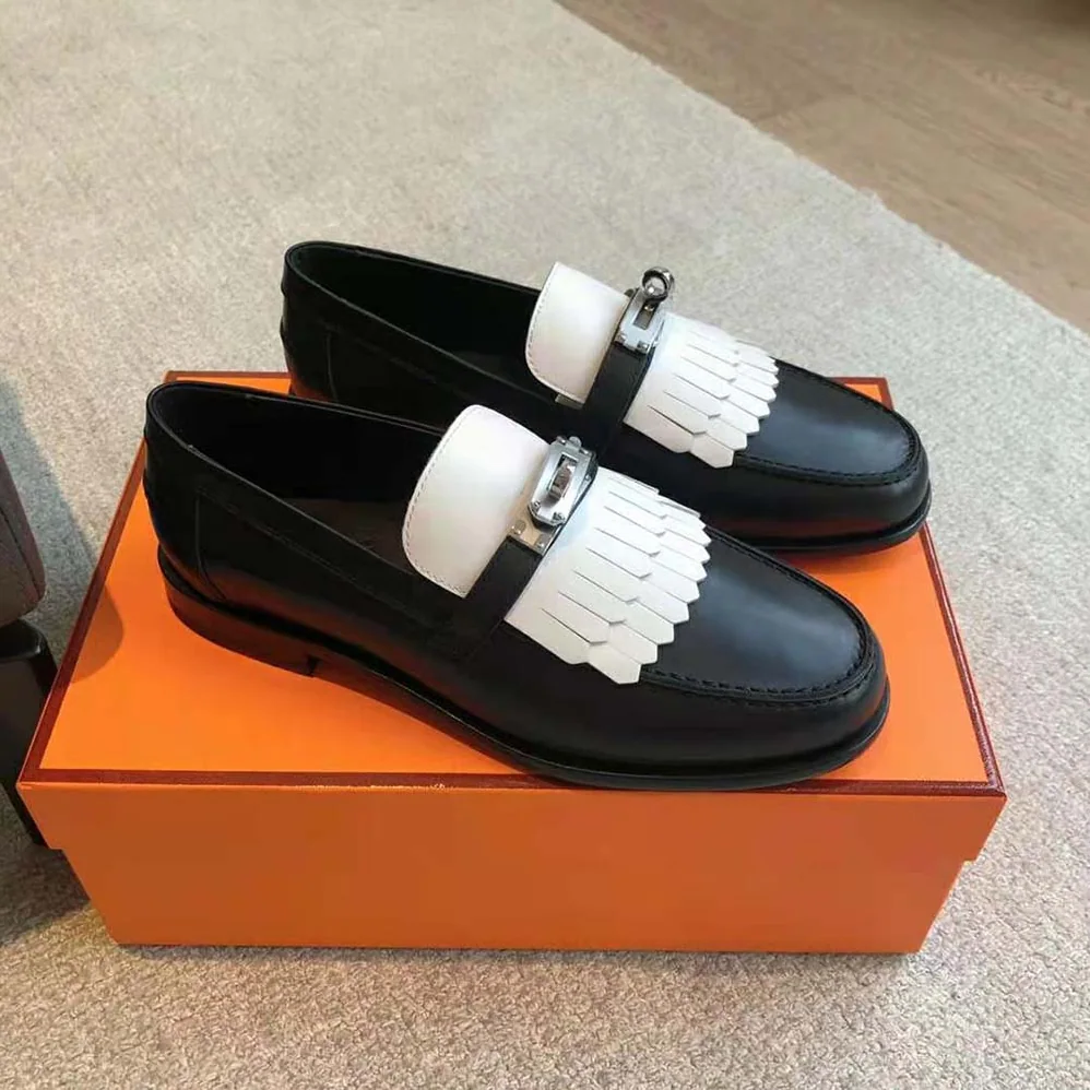 Hermes Royal Loafer in Goatskin and Calfskin-White H241072Z for Women Hermes Royal Loafer in Goatskin and Calfskin-White H241072Z for Women