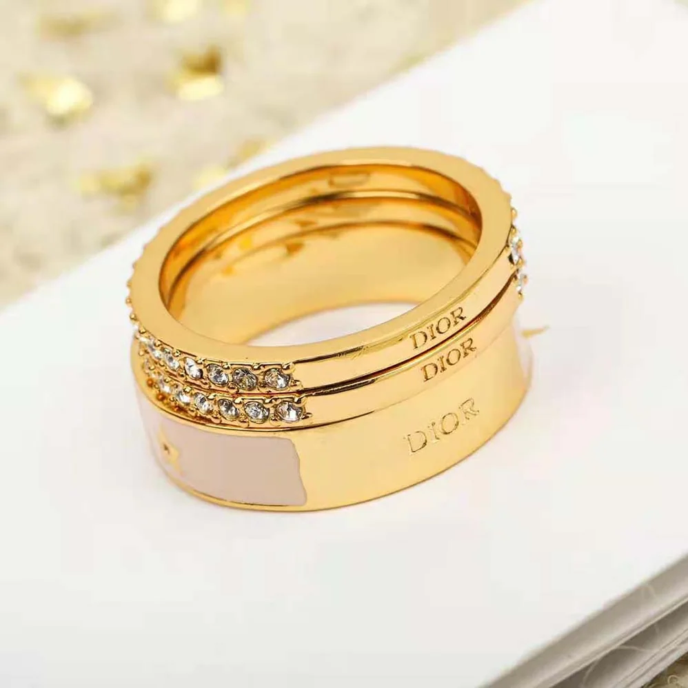Dior Code Ring Set Pink-Finish Metal, Pink Crystals and Placid Blue Lacquer for Women
