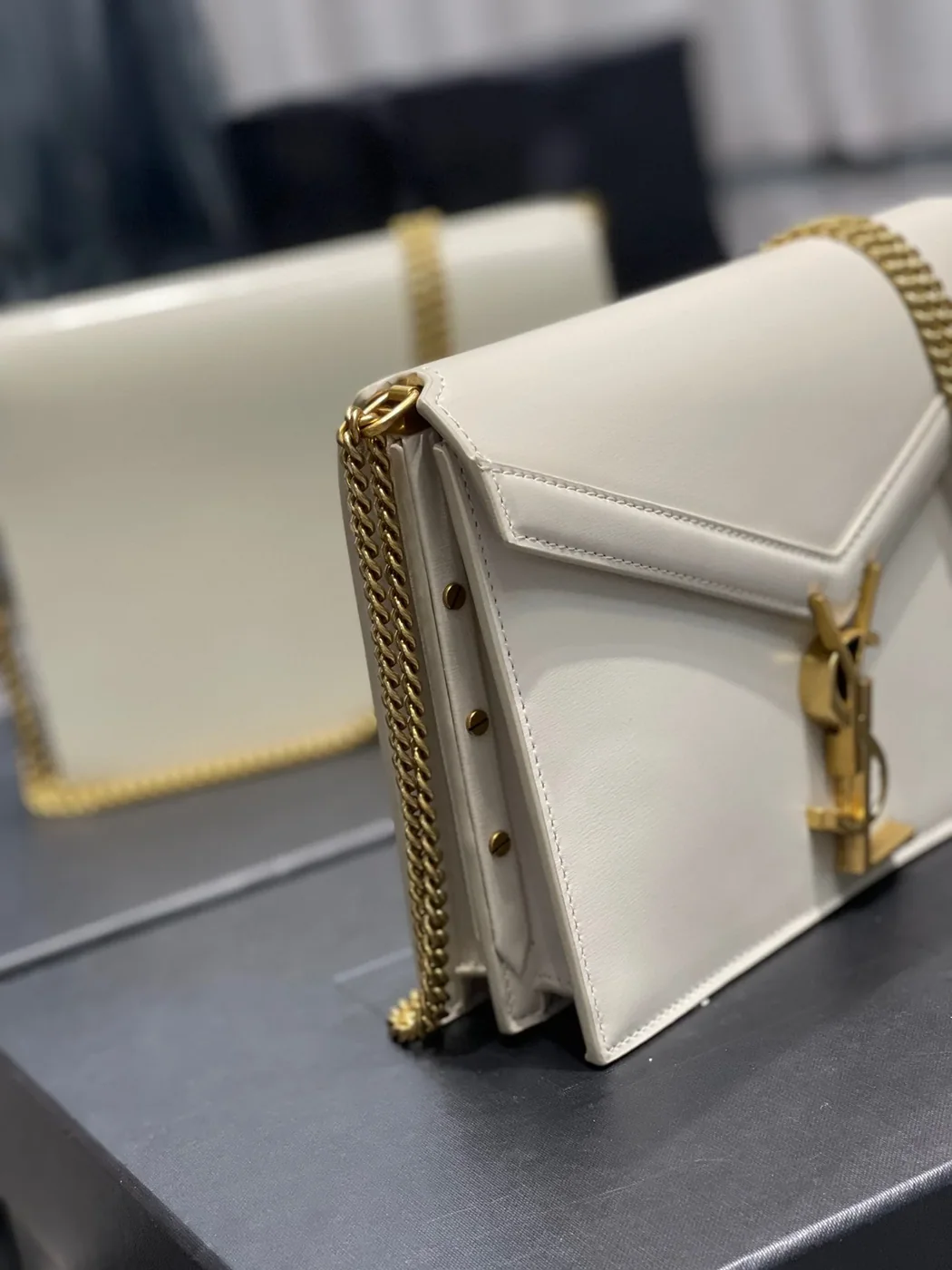 Saint Laurent Cassandra Medium Shoulder Bag in White Gold Hardware Saint Laurent Cassandra Medium Shoulder Bag in White Gold Hardware