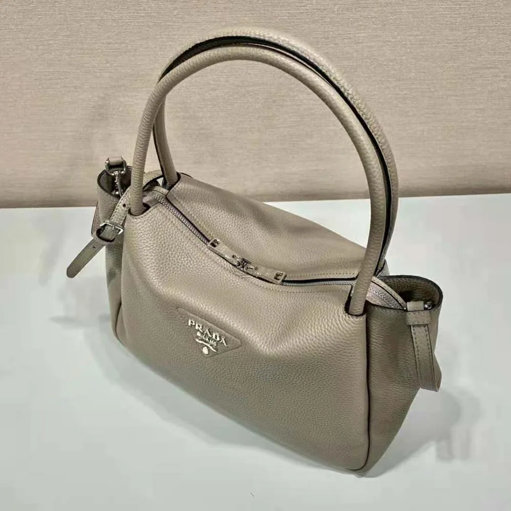 Prada Large Leather Handbag for Women in Gray