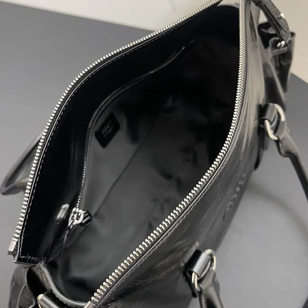 Miu Miu Shiny Leather Handbag for Women in Black Miu Miu Shiny Leather Handbag for Women in Black