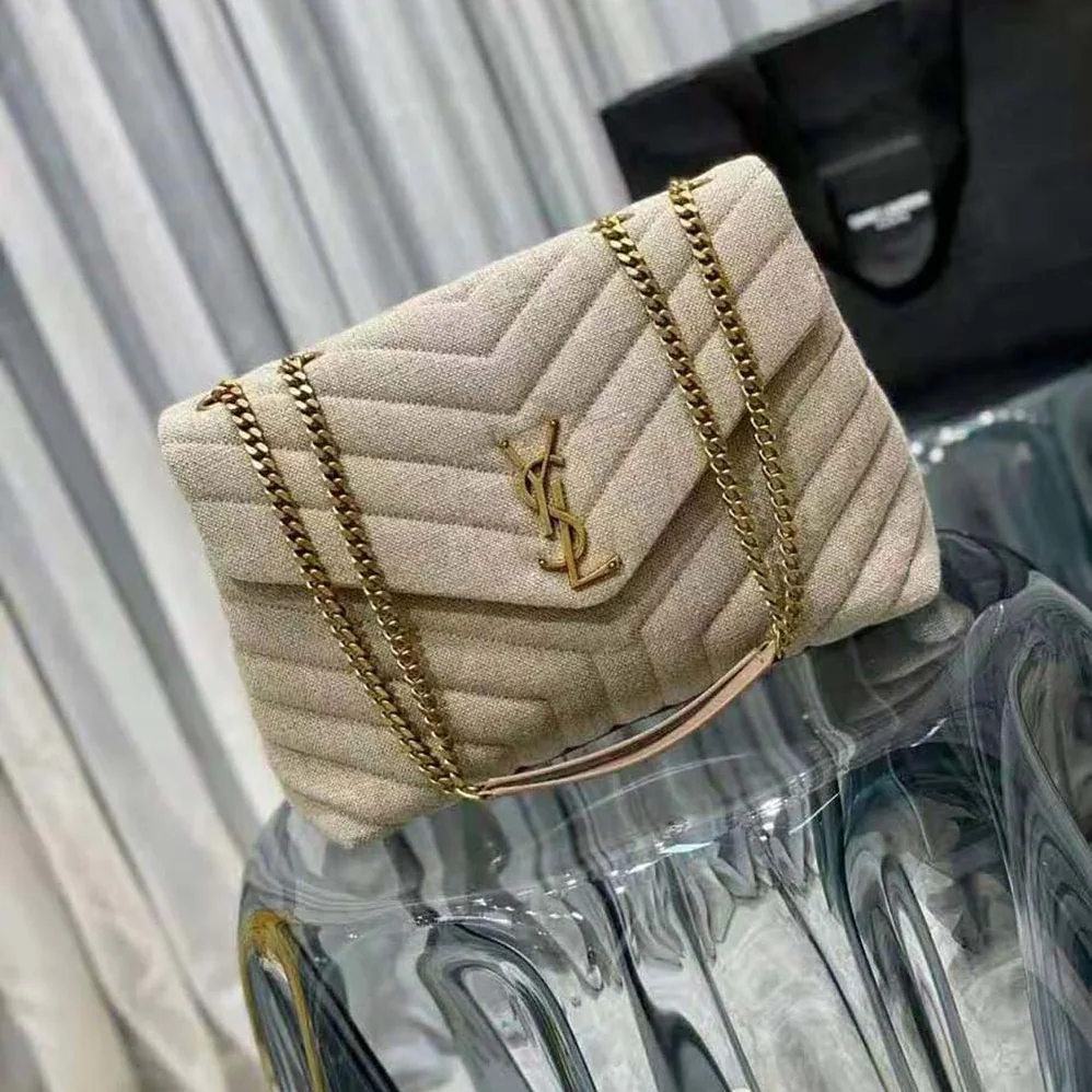 Saint Laurent YSL Loulou Medium in “Y” Quilted Linen for Women