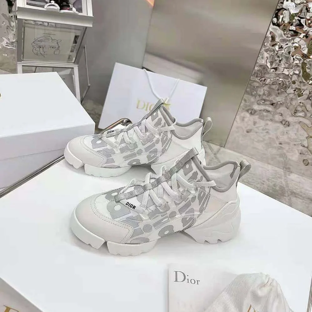 Dior D-connect Sneaker White Dior Spatial Printed Reflective Technical Fabric for Women Dior D-connect Sneaker White Dior Spatial Printed Reflective Technical Fabric for Women