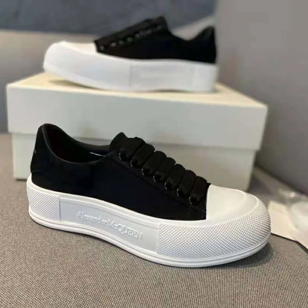 Alexander Mcqueen Deck Lace Up Plimsoll for Women in Black