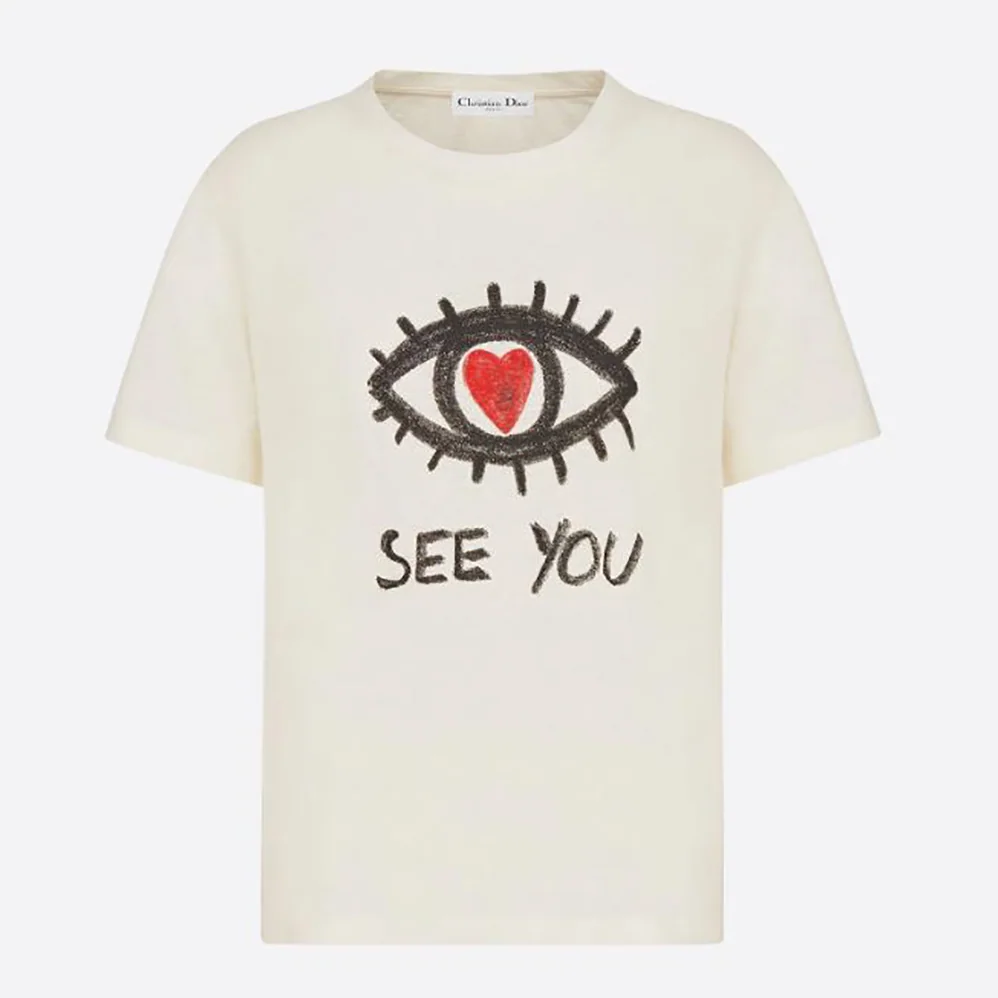 Dior I See You T-shirt Ecru Cotton Jersey and Linen for Women