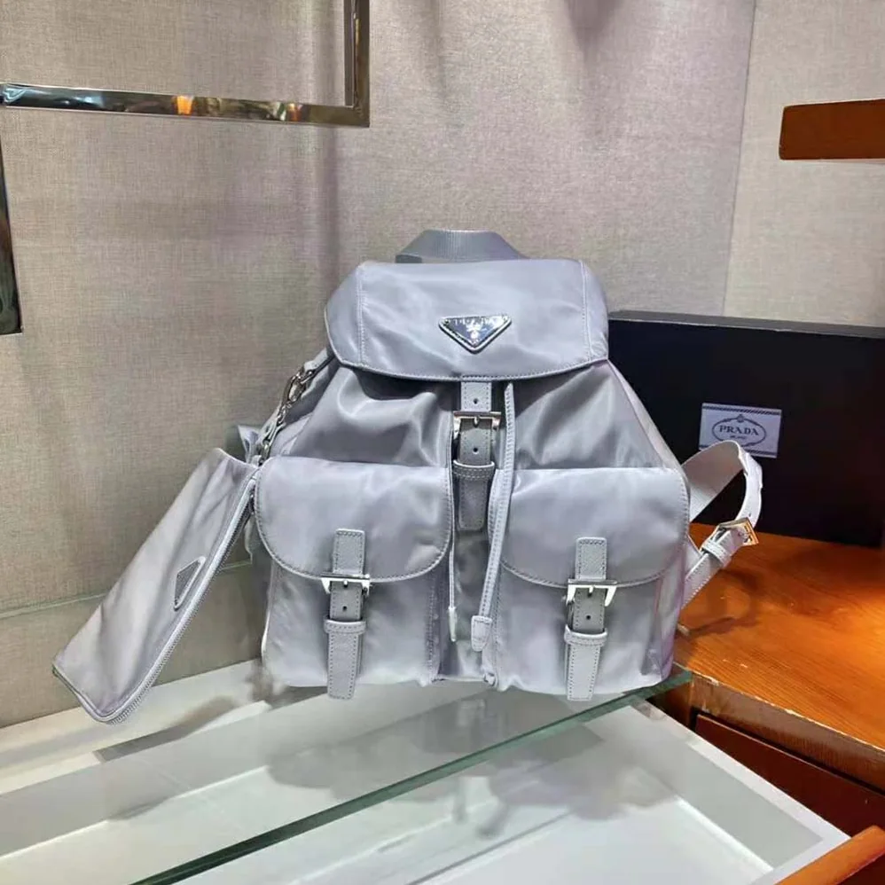 Prada Re-Nylon Medium Backpack for Women in Navy