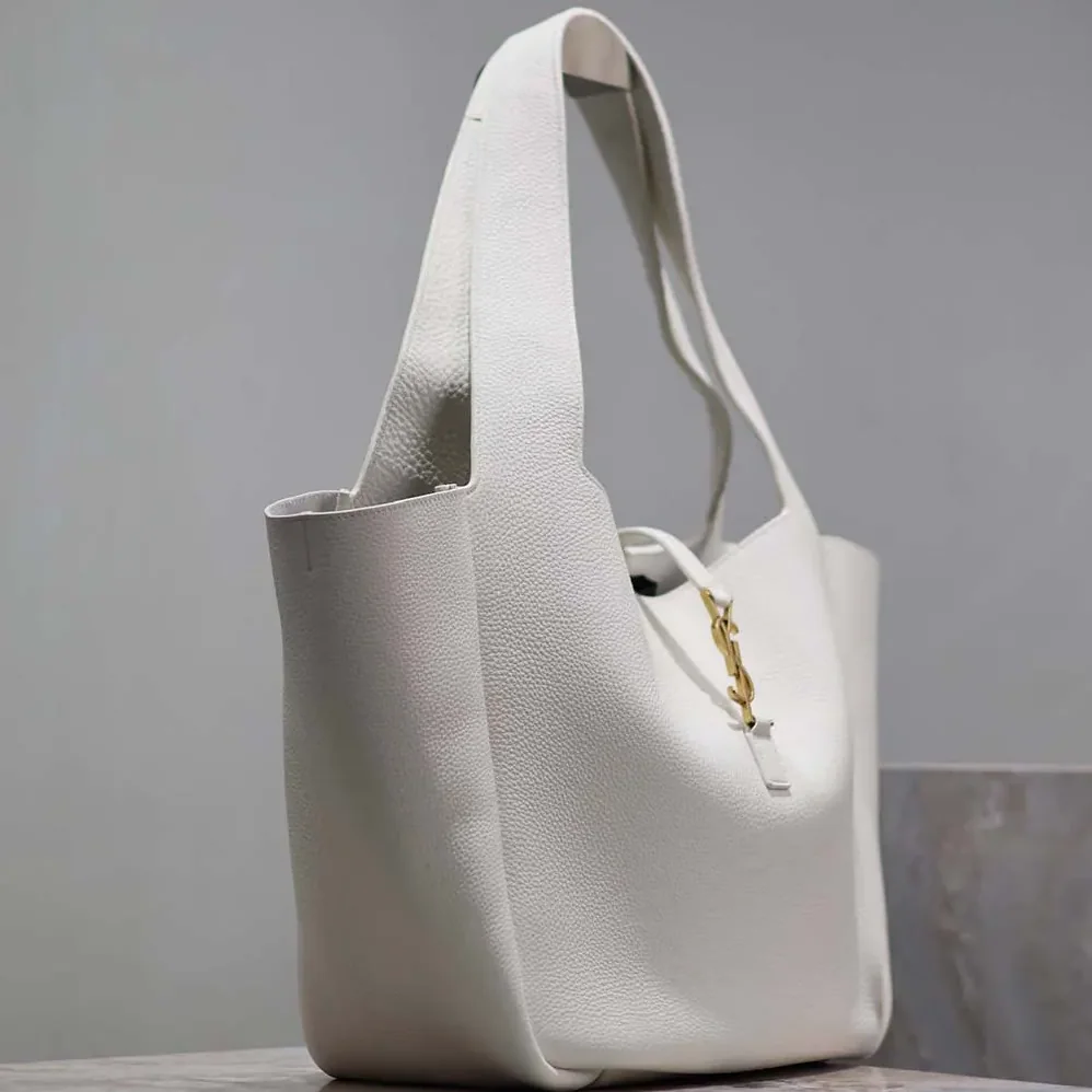 Saint Laurent YSL Le 5 à 7 Bea in Grained Leather for Women in White Saint Laurent YSL Le 5 à 7 Bea in Grained Leather for Women in White