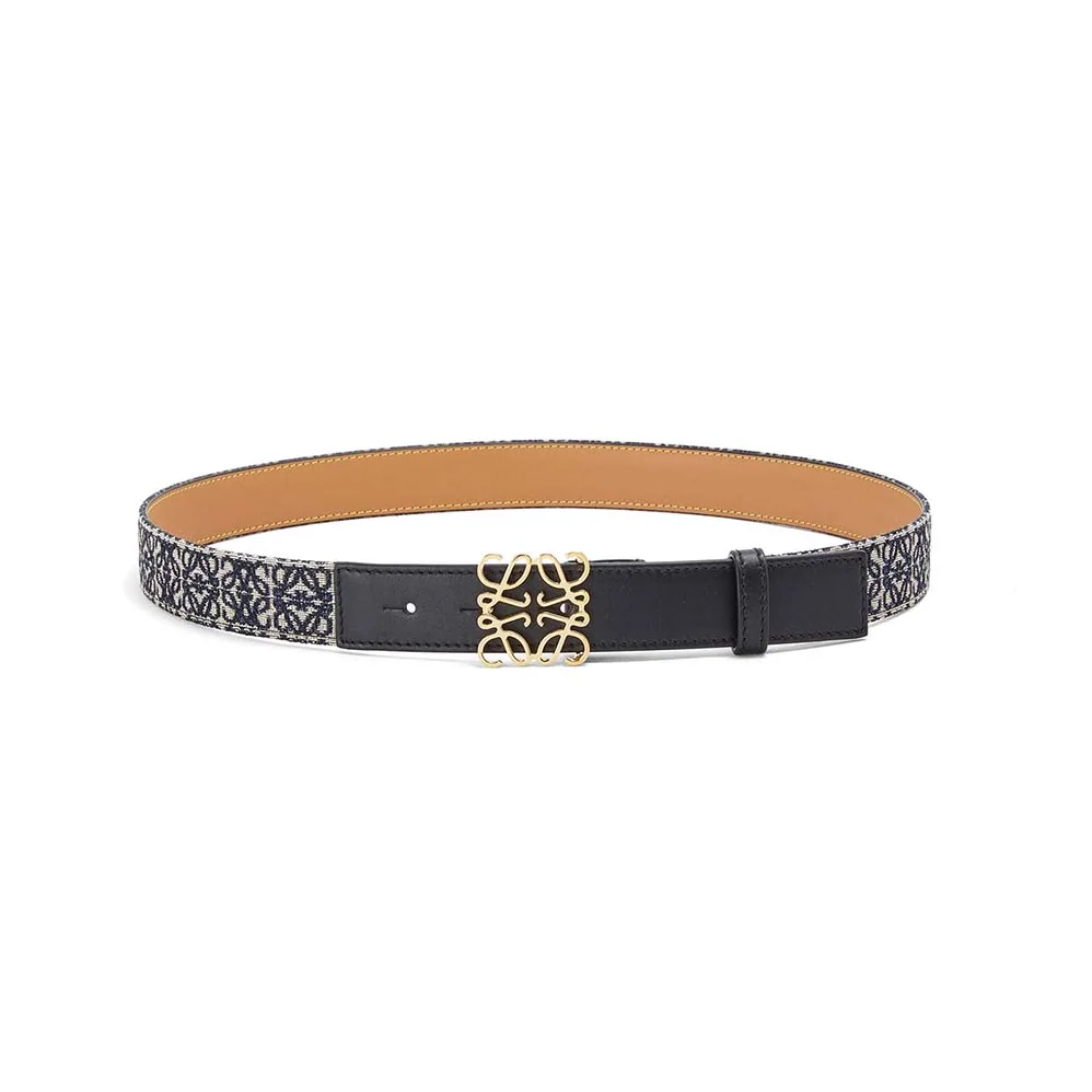 Loewe Anagram Belt in Jacquard and Calfskin Black for Women