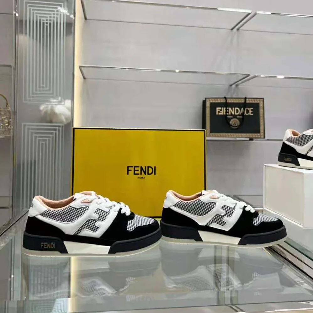 Fendi Match Low Tops in Black Suede for Women Fendi Match Low Tops in Black Suede for Women
