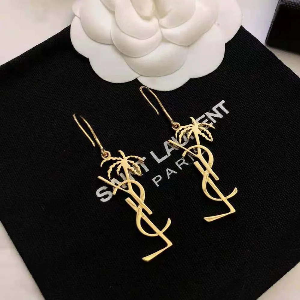 Saint Laurent YSL Cassandre Palm Earrings in Metal for Women Saint Laurent YSL Cassandre Palm Earrings in Metal for Women