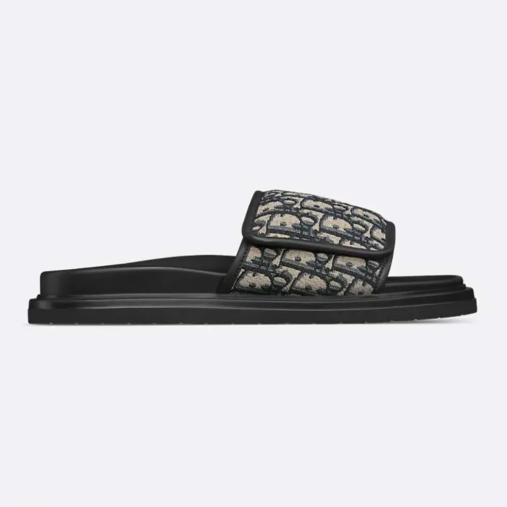 Dior Aqua Sandal Beige and Black Dior Oblique Jacquard for Unisex Dior Aqua Sandal Beige and Black Dior Oblique Jacquard for Unisex