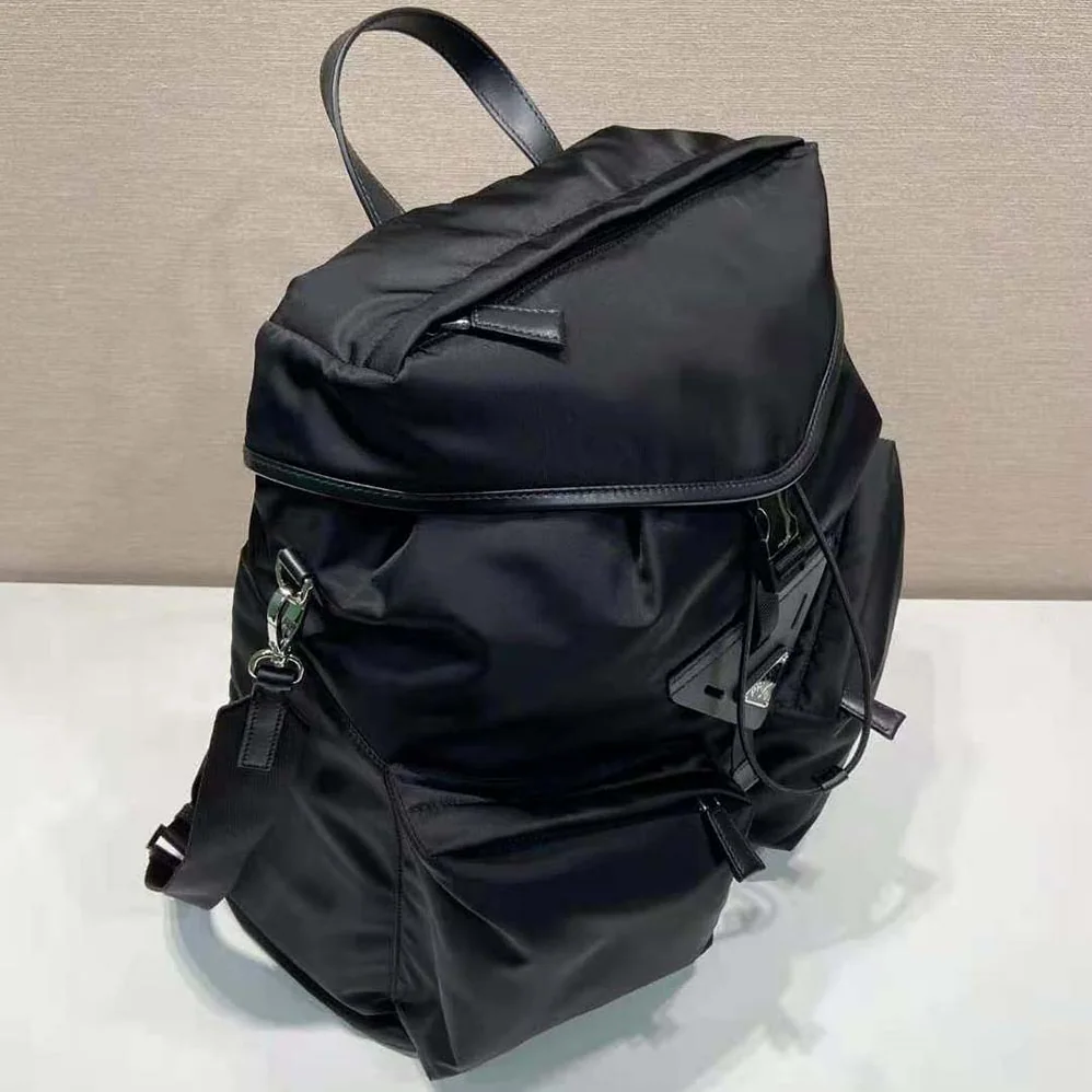 Prada Re-Nylon and Leather Backpack for Unisex in Black Prada Re-Nylon and Leather Backpack for Unisex in Black