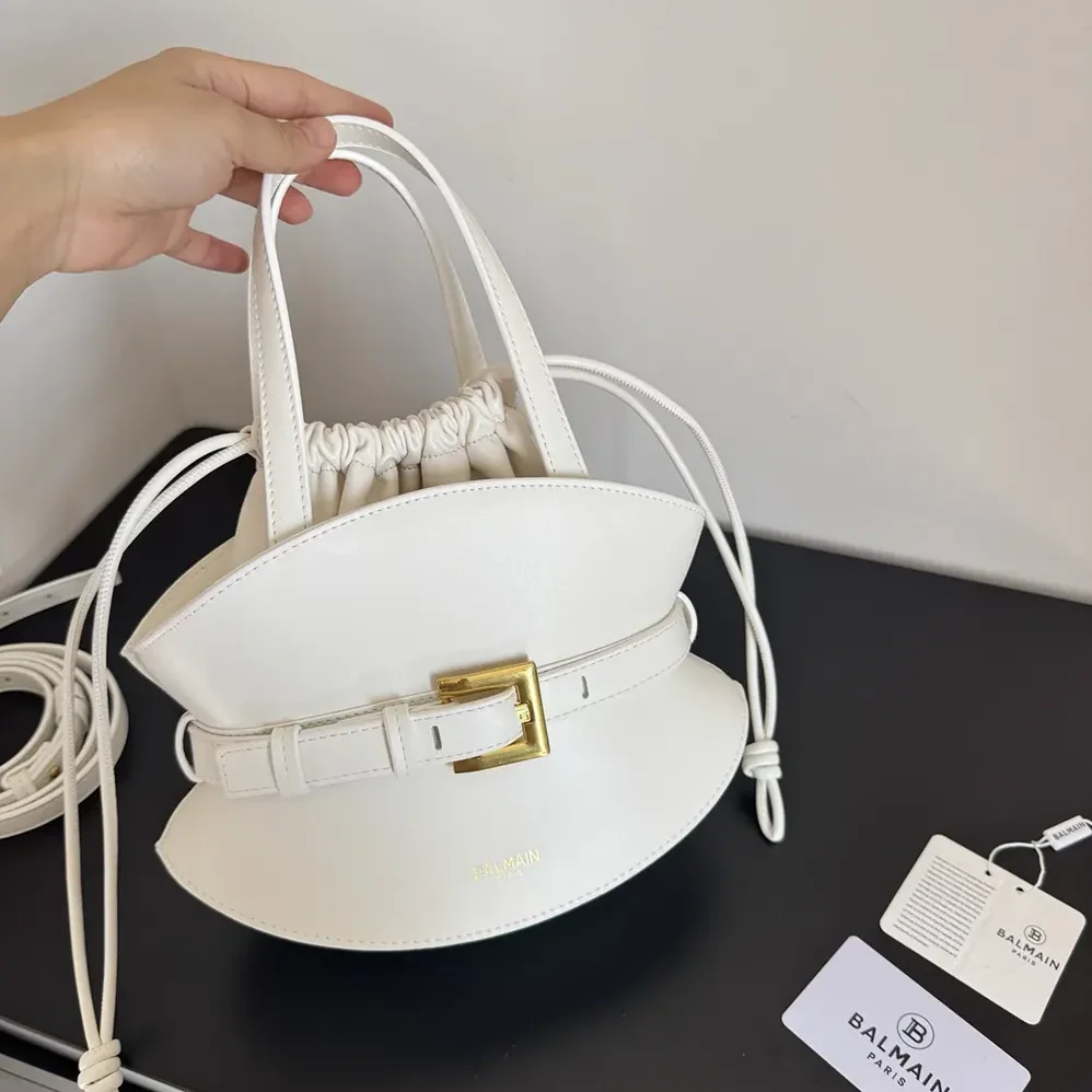 Balmain Shuffle Mini Bag In Calfskin Leather for Women in White