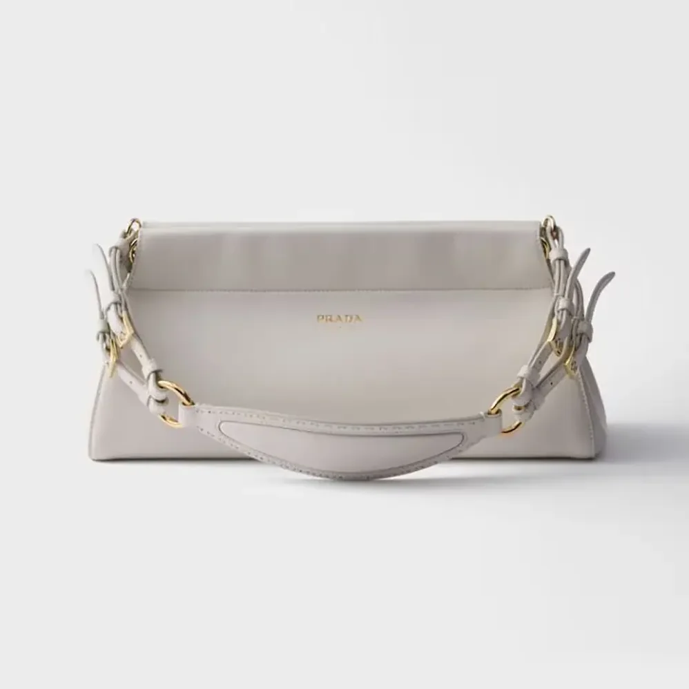 Prada Enchaîné Medium Leather Bag for Women in White Prada Enchaîné Medium Leather Bag for Women in White