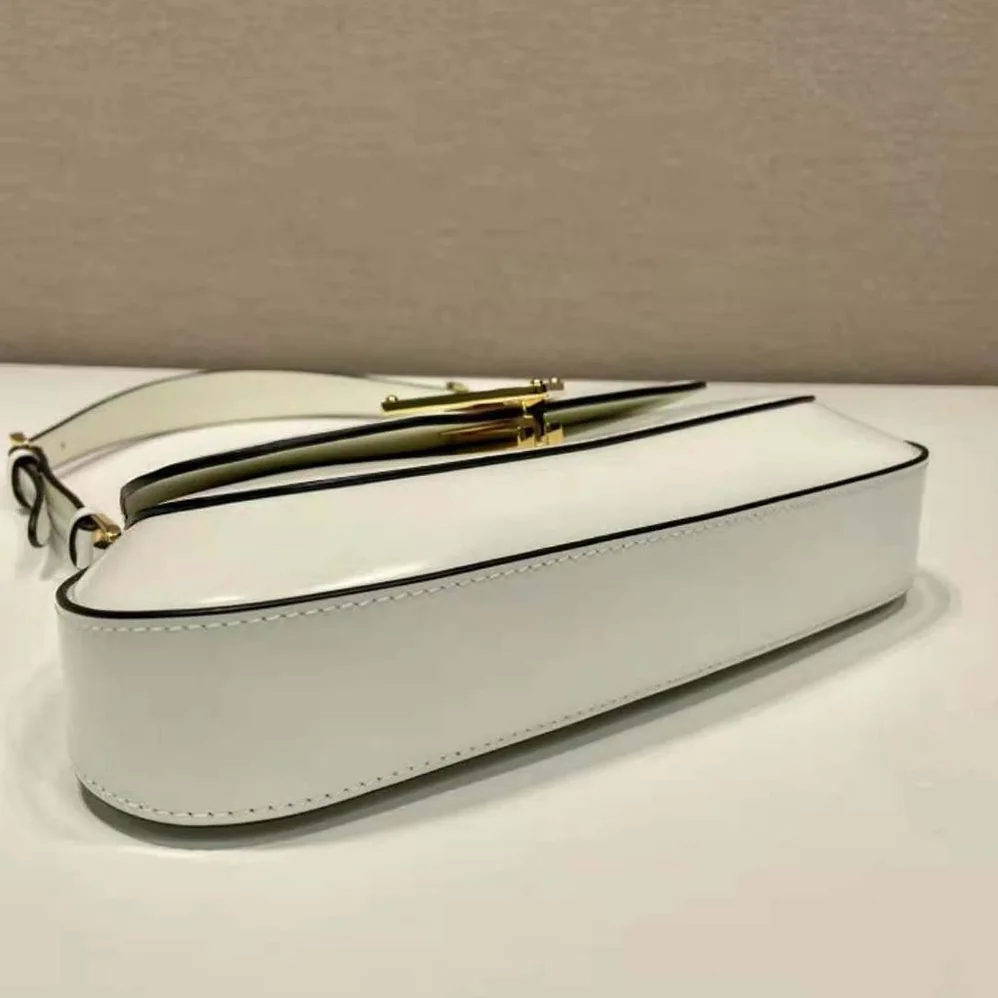 Prada Brushed Leather Shoulder Bag for Women in White