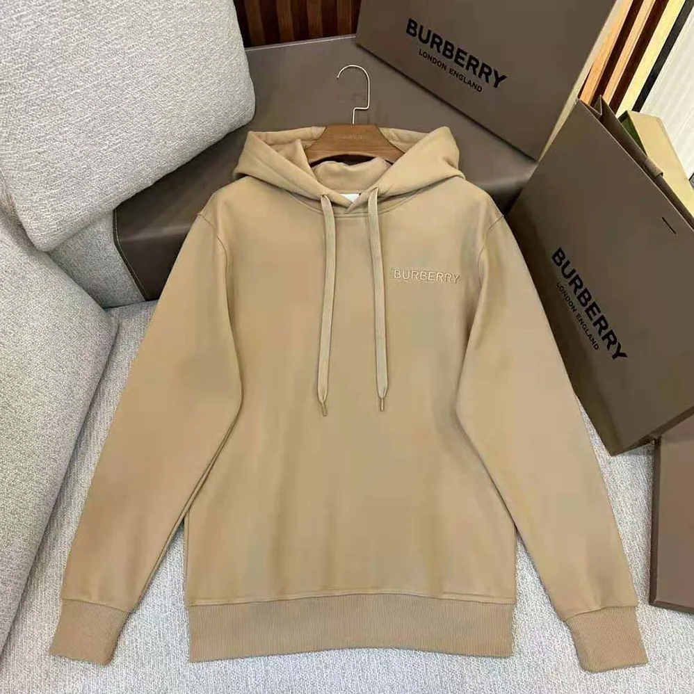 Burberry Check EKD Cotton Hoodie for Men in Beige