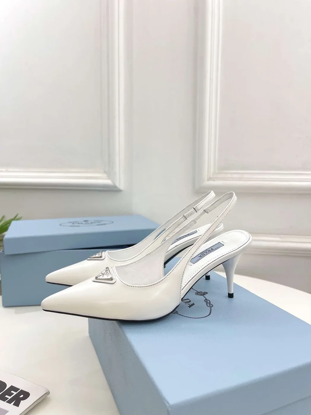Prada Slingback Spike Pumps White Prada Slingback Spike Pumps White