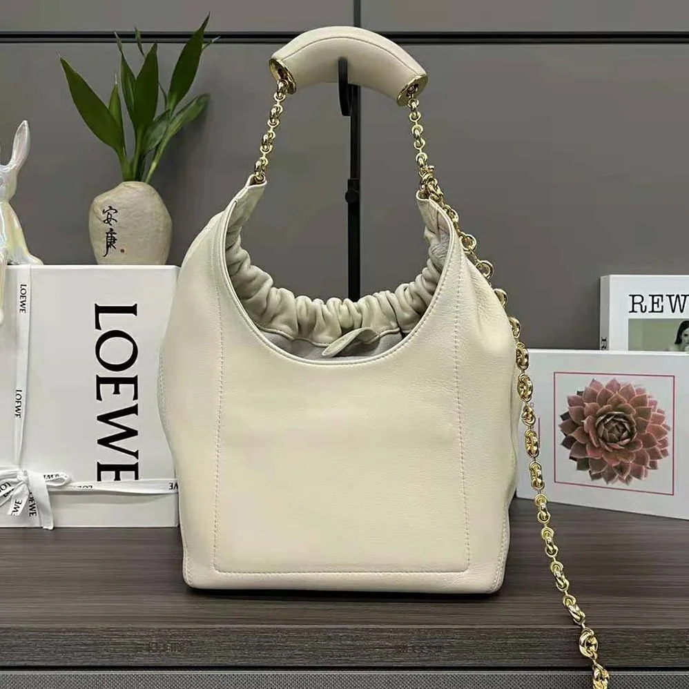 Loewe Small Squeeze Bag in Nappa Lambskin for Women in White Loewe Small Squeeze Bag in Nappa Lambskin for Women in White