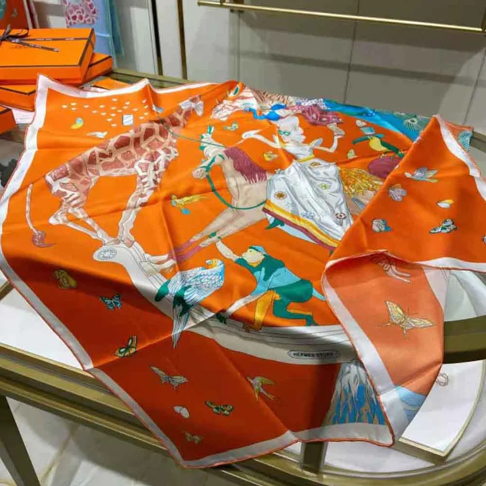 Hermes Story Scarf 90 in Silk Twill with Hand for Women in Rolled Edges Hermes Story Scarf 90 in Silk Twill with Hand for Women in Rolled Edges