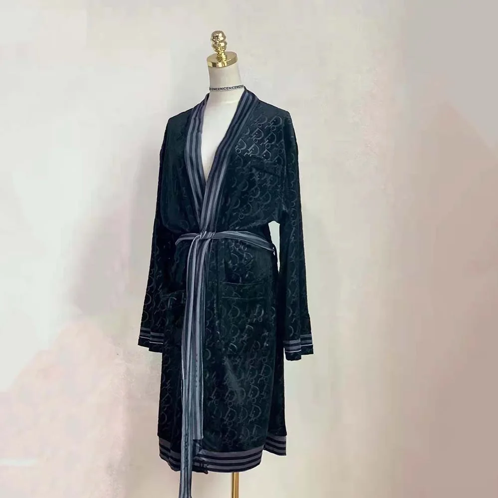 Dior Unisize Oblique Bathrobe In Terry Cotton Jacquard for Men in Black