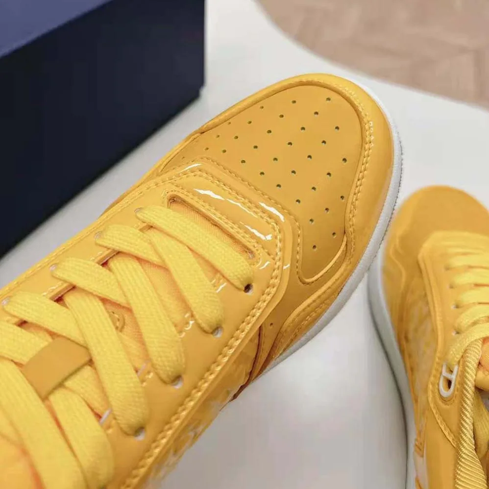 Dior B27 Low-top Sneaker Yellow Patent Calfskin and Dior Oblique Gravity Leather for Men Dior B27 Low-top Sneaker Yellow Patent Calfskin and Dior Oblique Gravity Leather for Men
