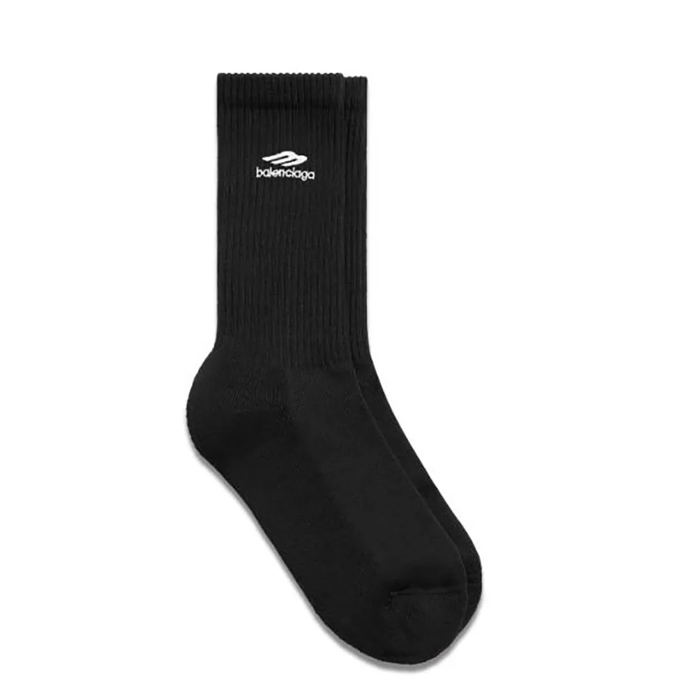 Balenciaga 3B Sports Icon Socks in Black and White Cotton for Unisex Balenciaga 3B Sports Icon Socks in Black and White Cotton for Unisex