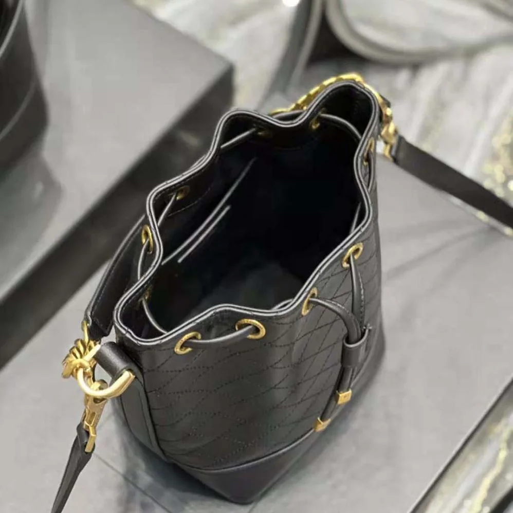 Saint Laurent YSL Emmanuelle Small Bucket Bag in Quilted Lambskin for Women in Black