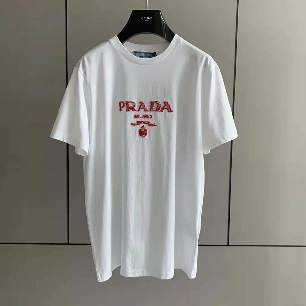 Prada Classic Cotton Crew-Neck T-shirt for Men in Red