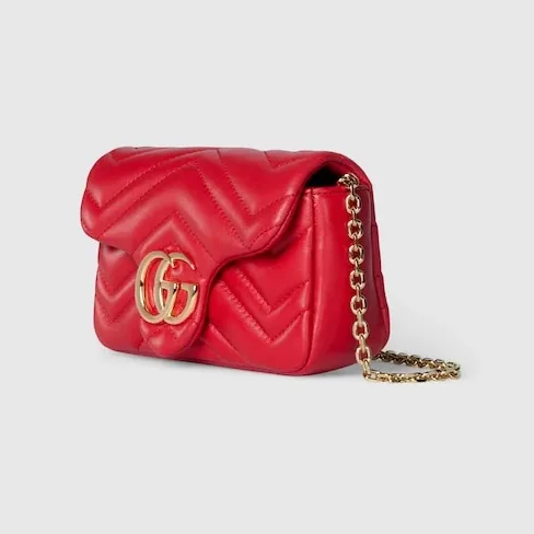Gucci Marmont Mini Shoulder Bag in Bright Red Gold Hardware