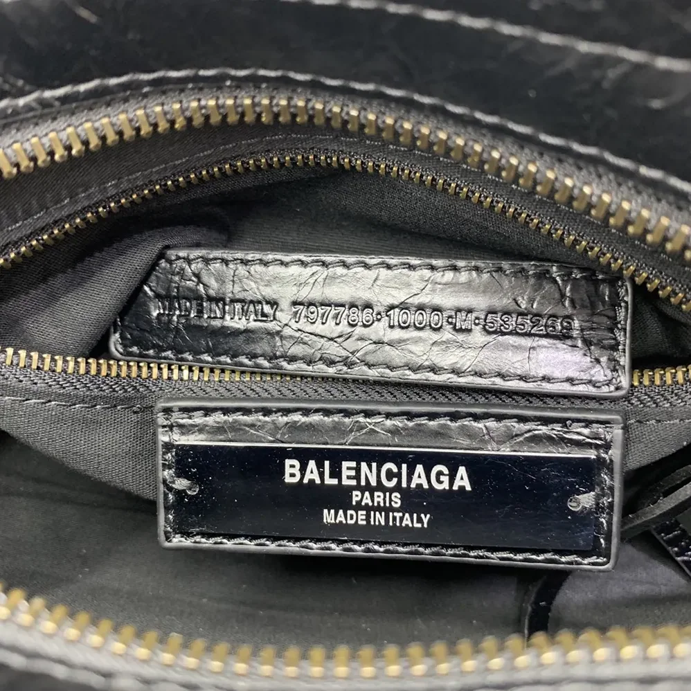 Balenciaga Le City Bag Nano in Black Arena Lambskin Brass Hardware for Women Balenciaga Le City Bag Nano in Black Arena Lambskin Brass Hardware for Women