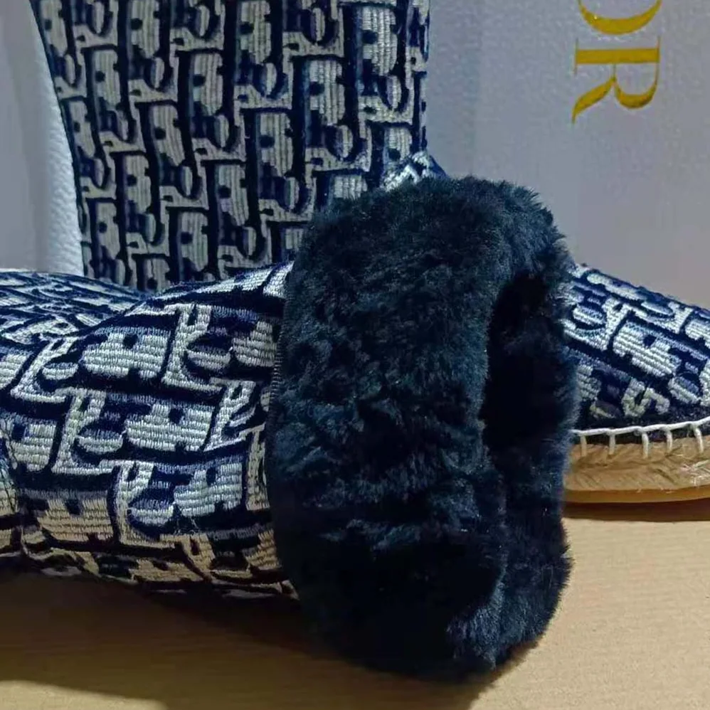 Dior Dior Chez Moi Dior Granville Ankle Boot Blue Dior Oblique Embroidered Velvet for Women