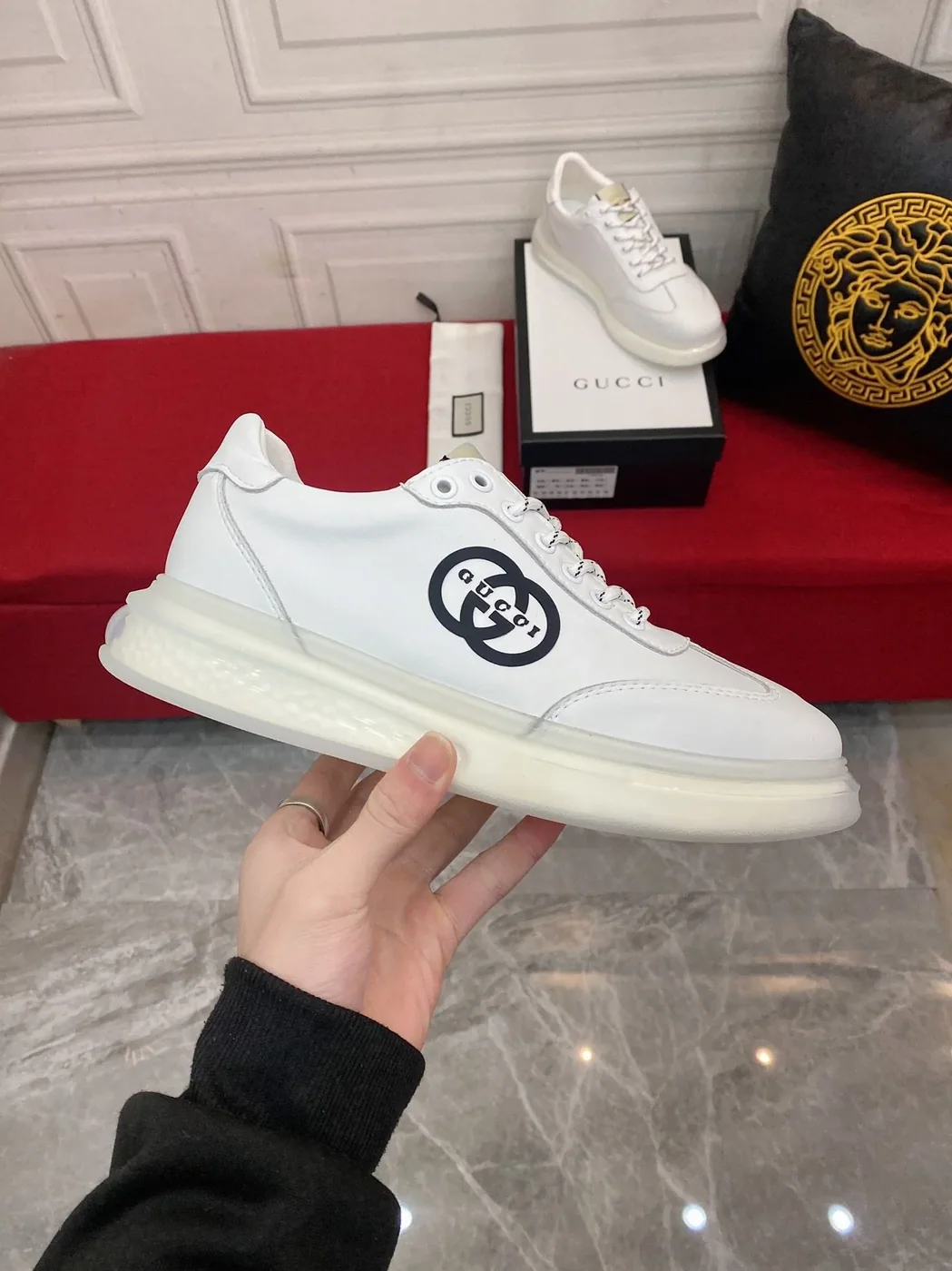 Gucci Sneaker With GG Gucci Print White for Men