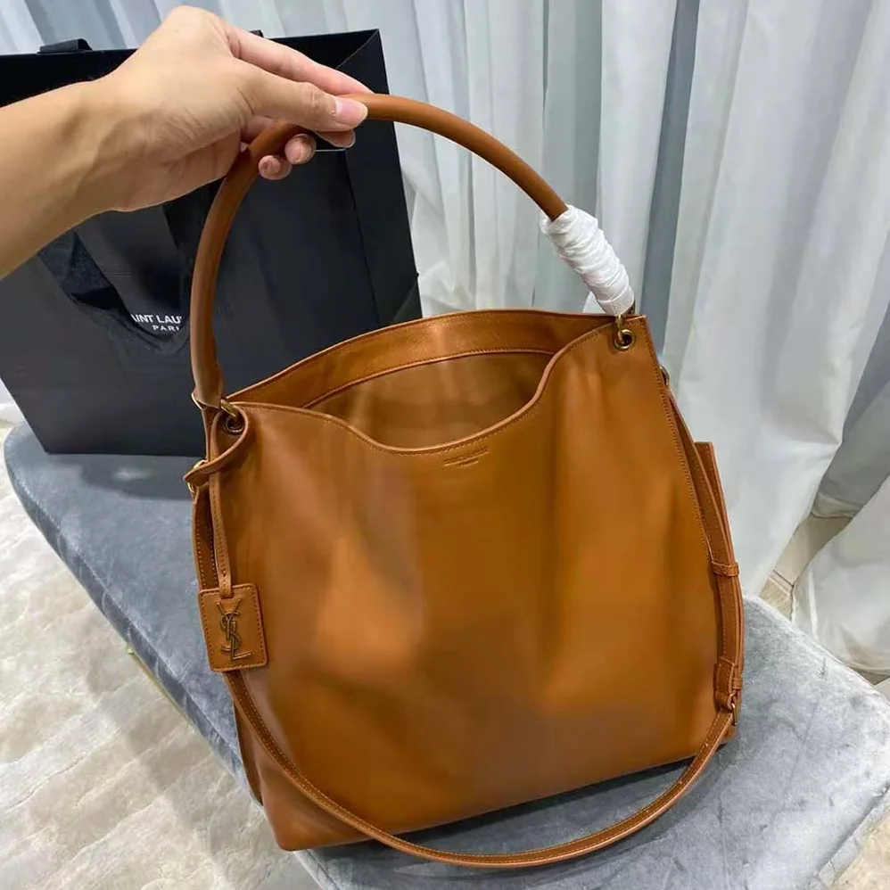 Saint Laurent YSL Tag Hobo Bag in Smooth Saddle Leather for Women